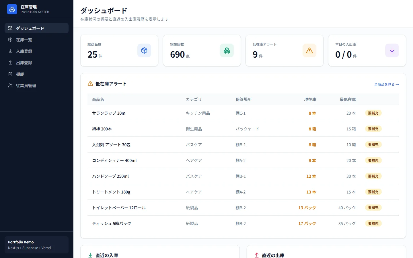家庭用日用品 在庫管理アプリ screenshot